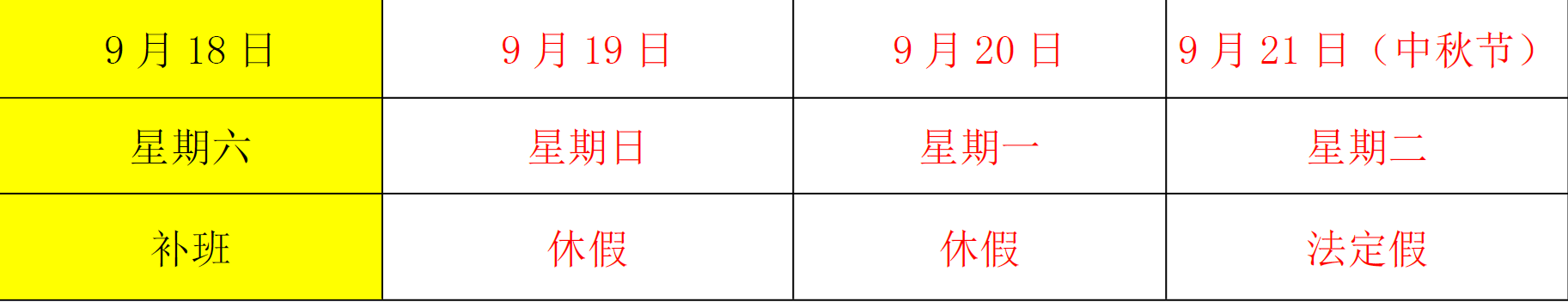 关于2021 年中秋节放假的通知